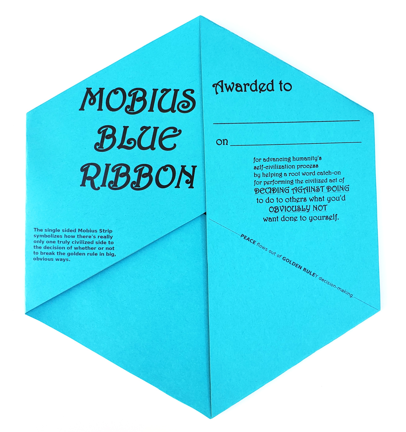 Photo of a DIY Mobius Blue
        Ribbon.